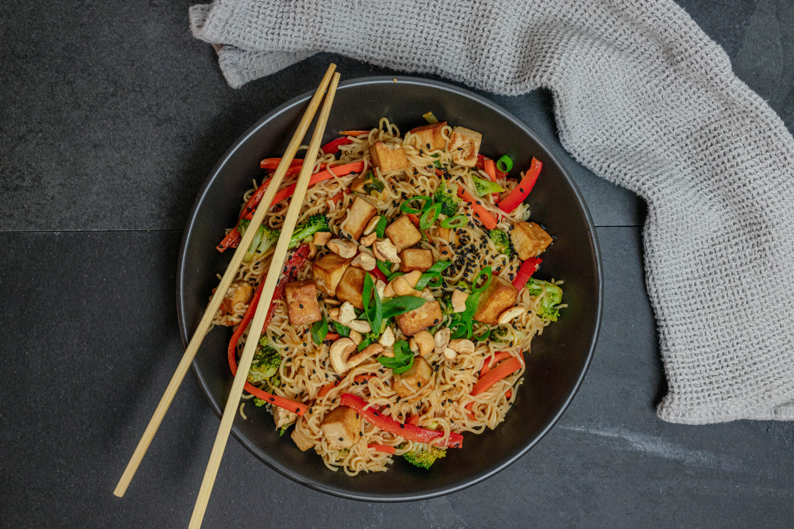 Easy Vegan Stir Fry with Pan Fried Tofu Leafy Grains